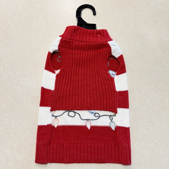 Pet Holiday Christmas Sweater Stripe Dog Cat Red White Small - Picture 2 of 4